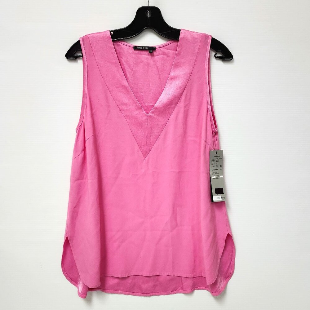 New York & Company Pink V-Neck Sleeveless Blouse